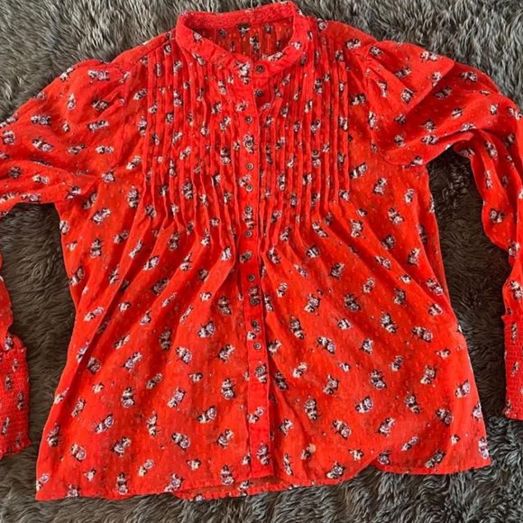 Free People Sheer Floral Flowy Top - Picture 1 of 4